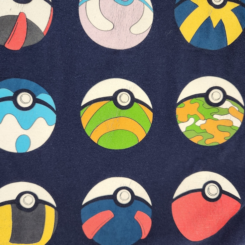 Pokemon 15 Poke Balls Black Graphic Unisex All Cotton Short Sleeve T-Shirt M